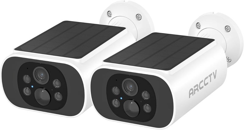 ARCCTV Solar Security Camera Outdoor Wireless, 4MP Battery Powered Home Surveillance Camera with Embedded Solar Panel, PIR Motion Sensor, 2.4G/5G Dual Band WiFi (2 Pack) - Image 1